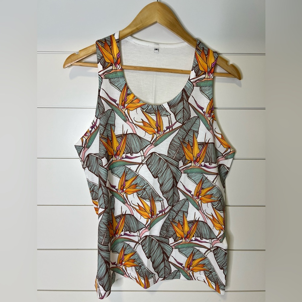 Tropical Print Sleeveless Women's Top